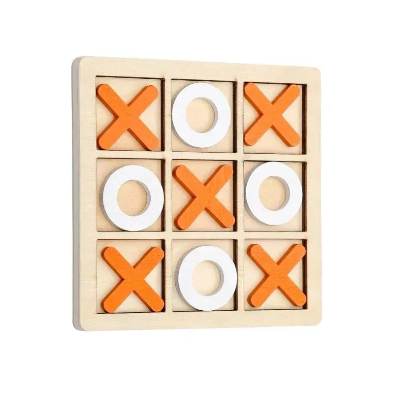 Wooden XO Tic Tac Toe Game Mini Chess Board Interaction Puzzle Training Montessori Educational Toys Gift for Kids Boy Girl