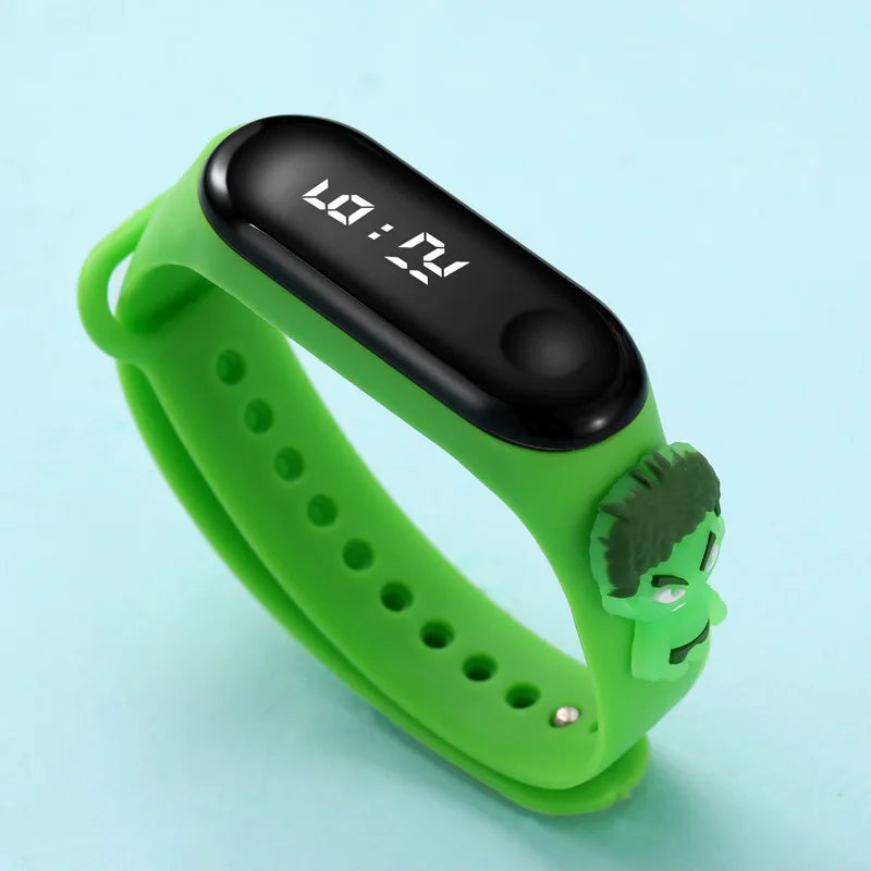 Avengers Anime Electronic Watch Spiderman Ironman Captain America Waterproof Led Wristwatch For Children Gifts