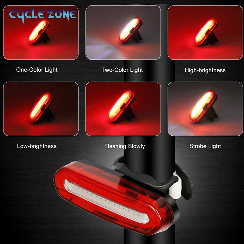Bicycle Tail Light Night Cycling Outdoor USB Rechargeable MTB Road Bike Rear Lamp COB LED Cycling Bicycle Safety Warning Lights
