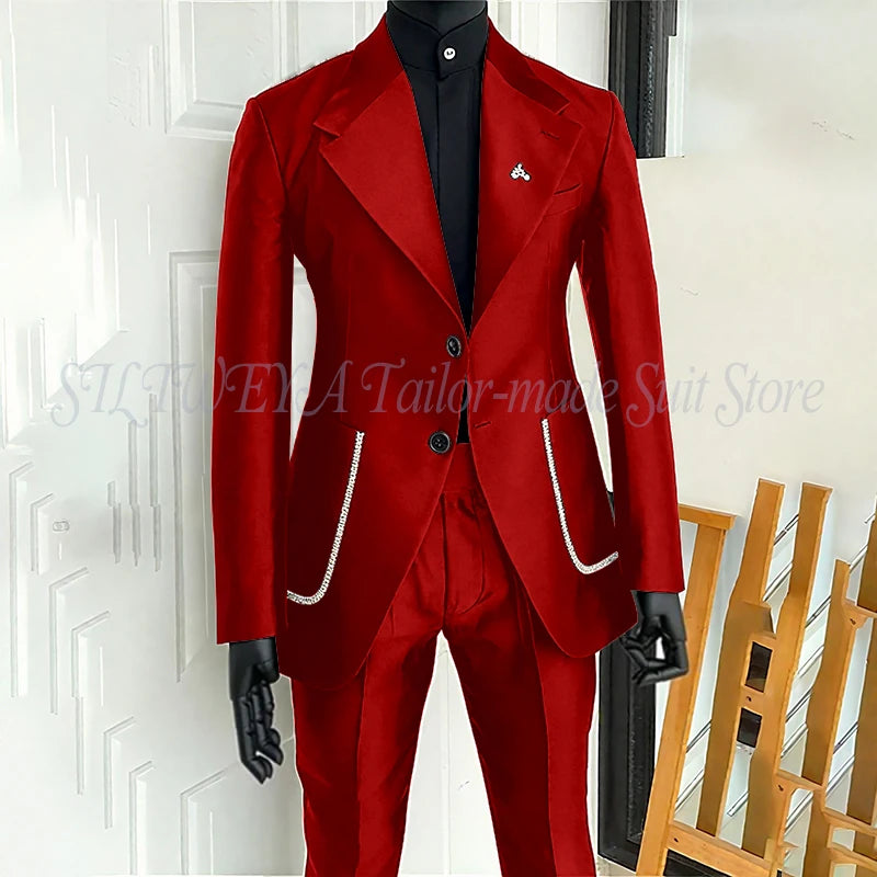 Black Men's 2 Piecs Suits Blazer Pants Single Breasted Daily Work Business Casual Party Suit Set Traje De Hombre Elegante