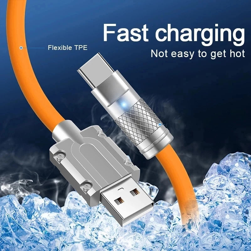 3PCS 120W Super Fast Charge Type-C Liquid Silicone Cable Quick Charge USB C Lines For Xiaomi Huawei Samsung USB Phone Data Wire