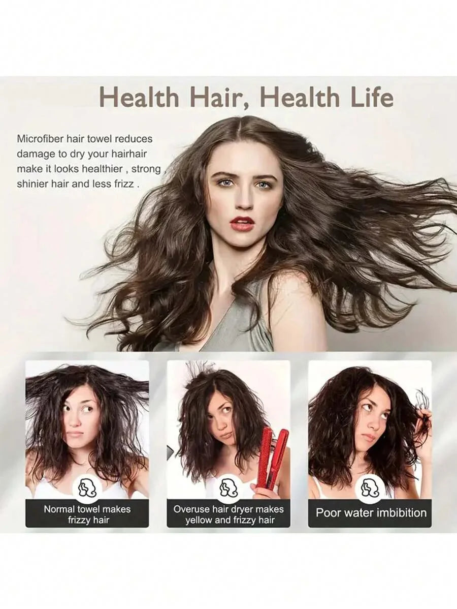 Solid color hair towel Textured dry hair cap 9.8 "X 25.5" absorbent hair towel wrap for button-down women