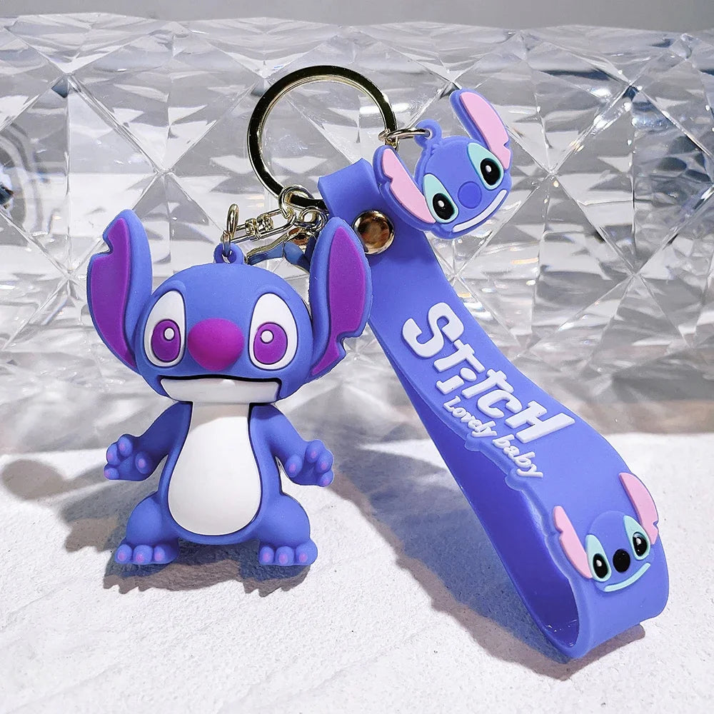 Lilo & Stitch Toys Keychian Anime Stitch Pendant Keychain Sweet Pink Angel Keychians Women Car Keyring Girl Birthday Gift