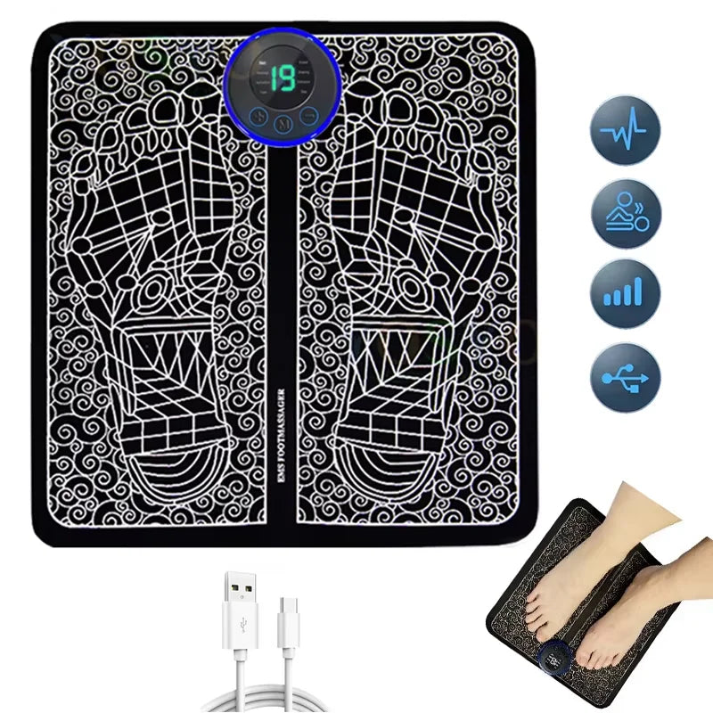EMS Foot Massager Pad USB Rechargeabl Reflexology Foot Acupoint Massage Muscle Stimulation Improve Blood Circulation Relief Pain