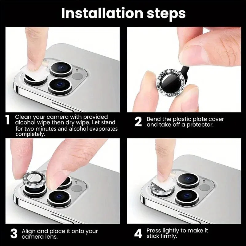 Diamond Metal Glass Camera Lens Protector for IPhone 15 Pro/15 Pro Max IPhone Camera Protector 3PCS/Set Lens Protection Glass