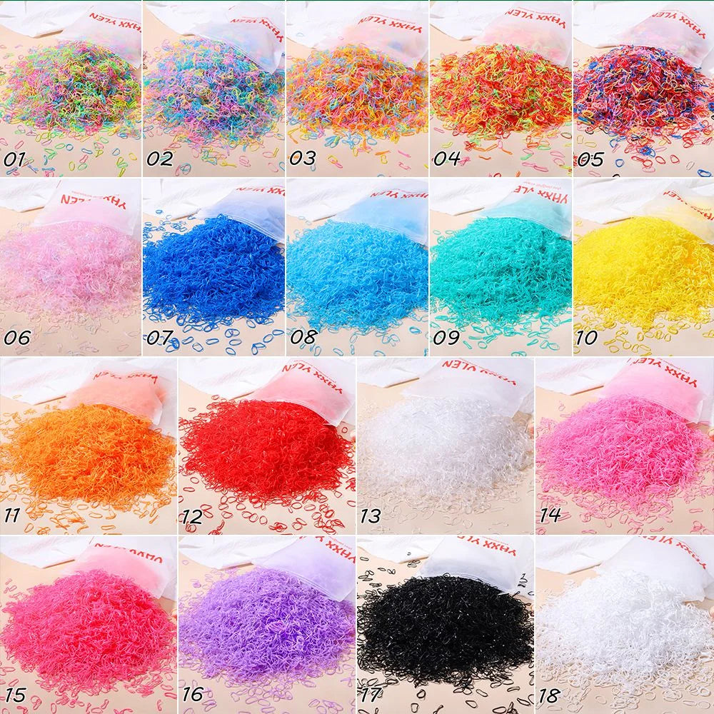 500Pcs/Set Girls Colourful Elastic Disposable Soft Rubber Band Hair Tie Headband Children Ponytail Holder Bands Kids Accessories