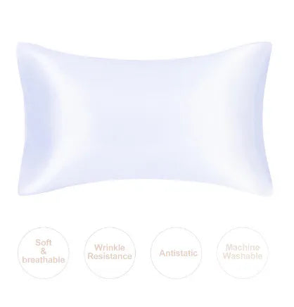 1pc Simulated Silk Smooth Plain Pillowcase Soft Double-sided White Black Grey Khaki Blue Pink Pillow Case Skin Friendly Bedding