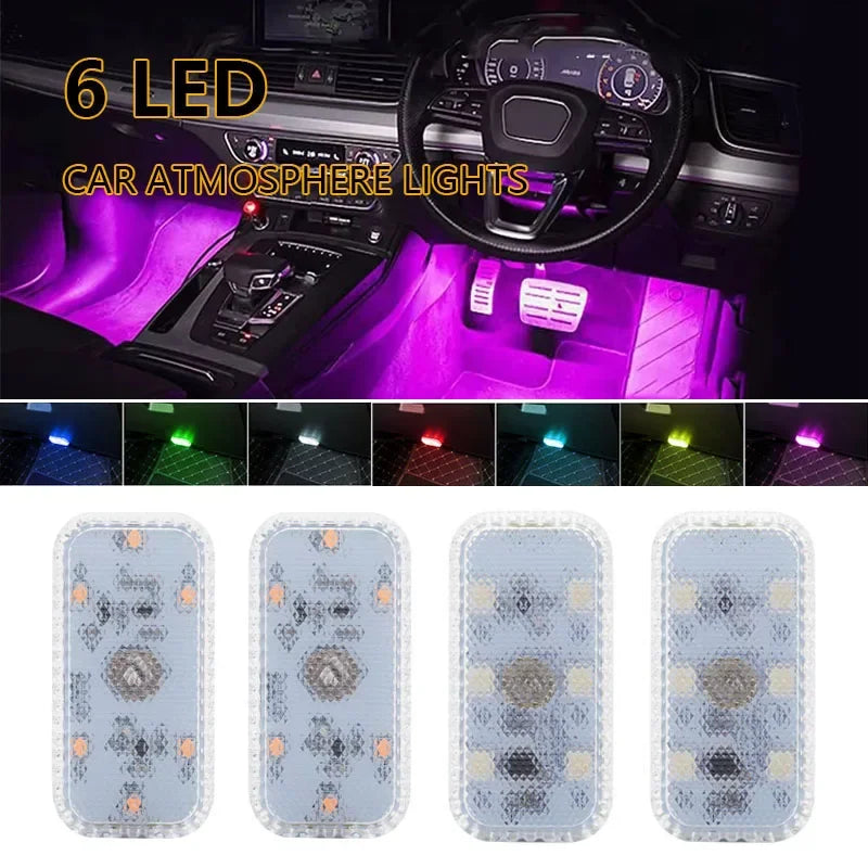 Car Interior Lights Finger Touch Sensor Mini LED Reading Lamp Wireless Touch Light USB Charging Auto Roof Atmosphere Lamp