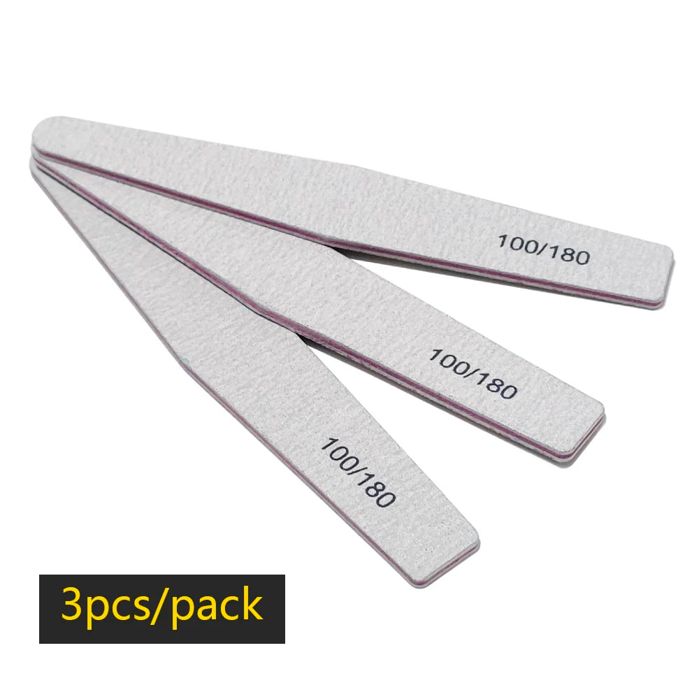 Nail File Buffer 100/180 Grit Half Moon Nail Files Double Side Sandpaper Nail Sanding Grinding Gel Nail Polish Manicure Tool