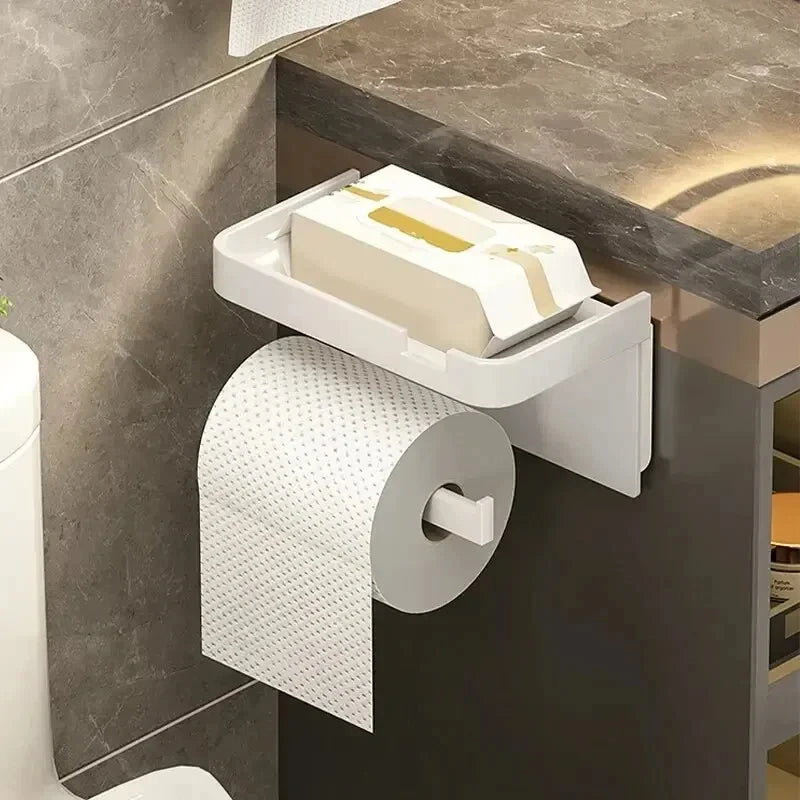 1pc Toilet paper holder, plastic storage rack, kitchen towel holder, seasoning bottle, bathroom wall roll paper