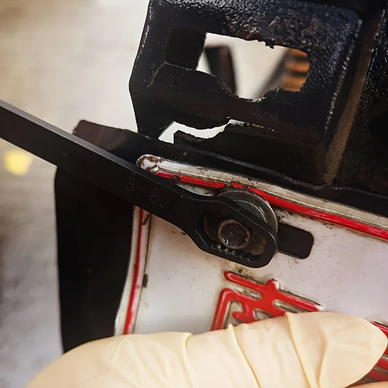 1pc Multi functional black 150mm long T-shaped wrench, adjustable self tightening double head wrench, portable manual tool for a