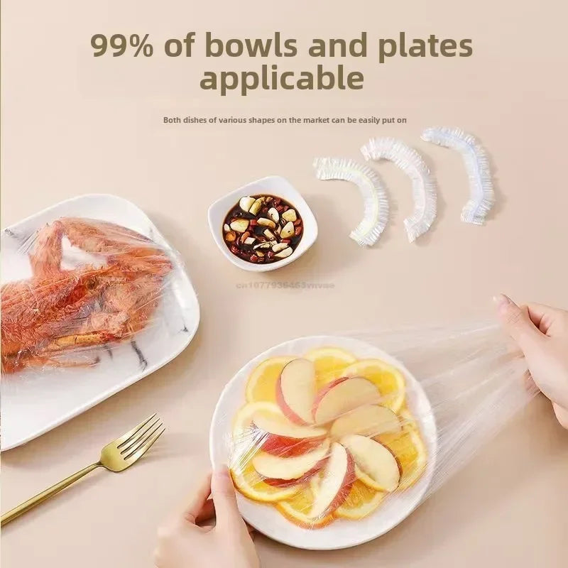 Colorful Disposable Food Cover Dust Food Grade Fresh Lids Elastic Plastic Wrap Shower Cap Fruit Food Cover Fresh Keeping Bag