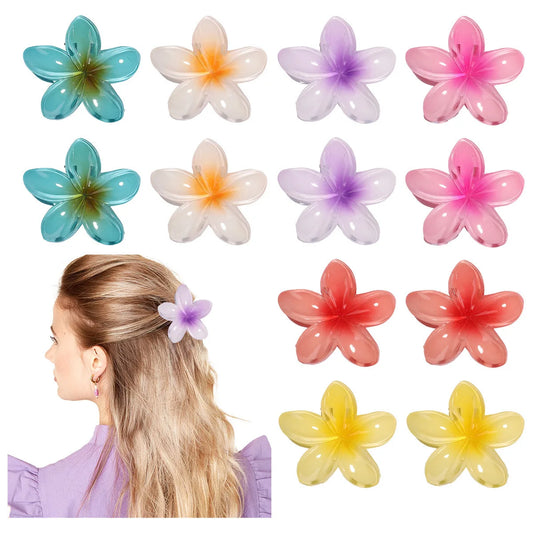 8cm Boho Gradient Large Flower Acrylic Hair Clip for Women Sweet Hair Claws Crab Clamp Barrettes Hawaiian Headwear Accessories