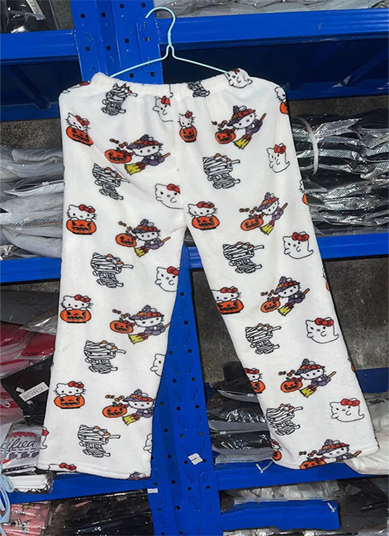 Y2K Hello Kitty Pajamas Pants Sanrio Anime Women's Pajama Pants Cartoon Couple Home Sleepwear Trousers Leisure Home Clothing