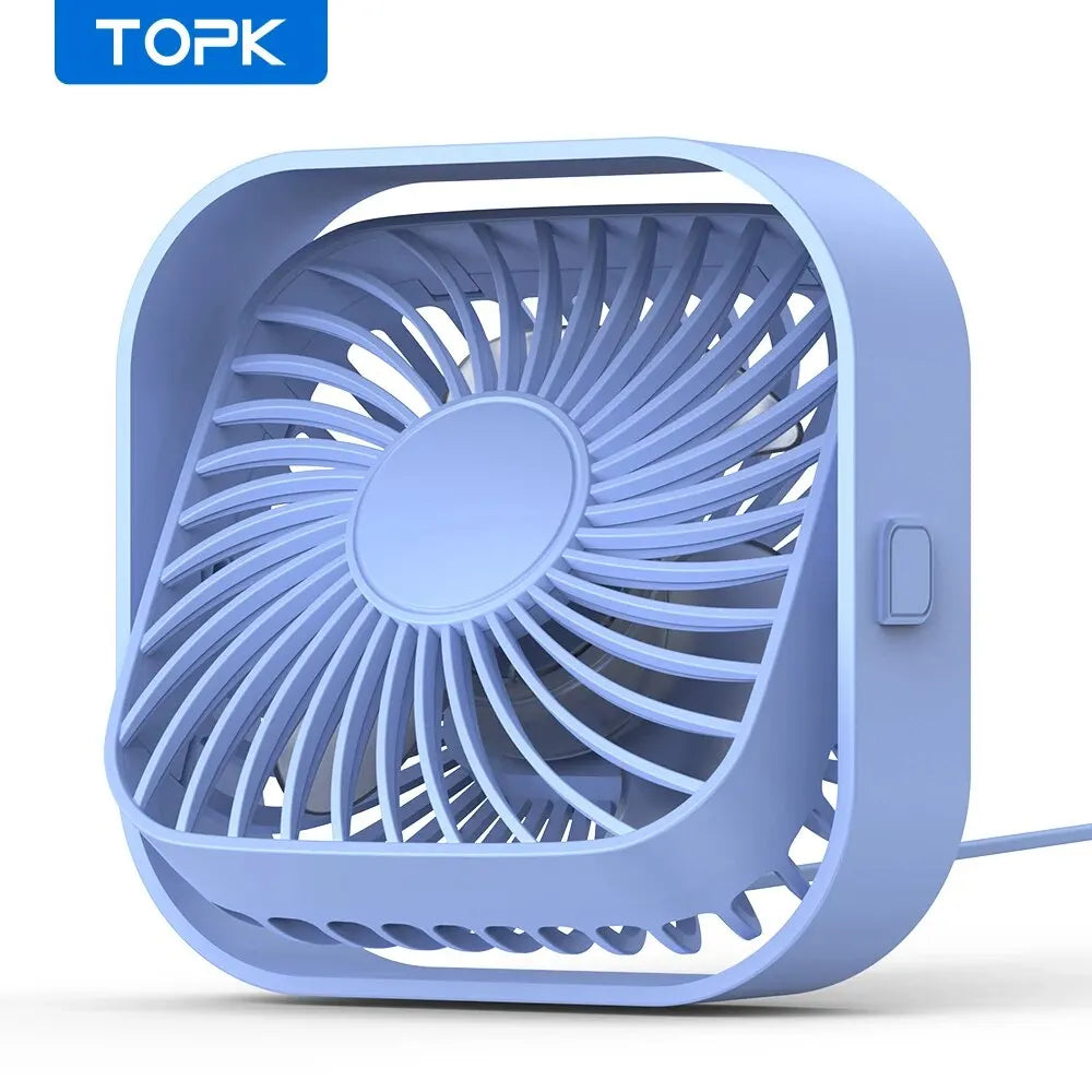 TOPK USB Portable Mini Fan,Desk Personal Electric Fan Table ,Standing Fans for Room,3 Speed Wind 360°Rotatable for Camping Quie