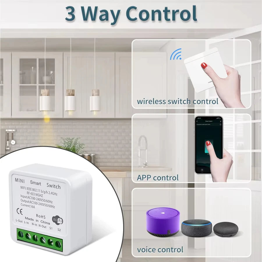 Tuya Smart WiFi Switch RF 433MHz Wireless Light Switch Smart Life APP Voice Control Work With Alexa Google Home Alice