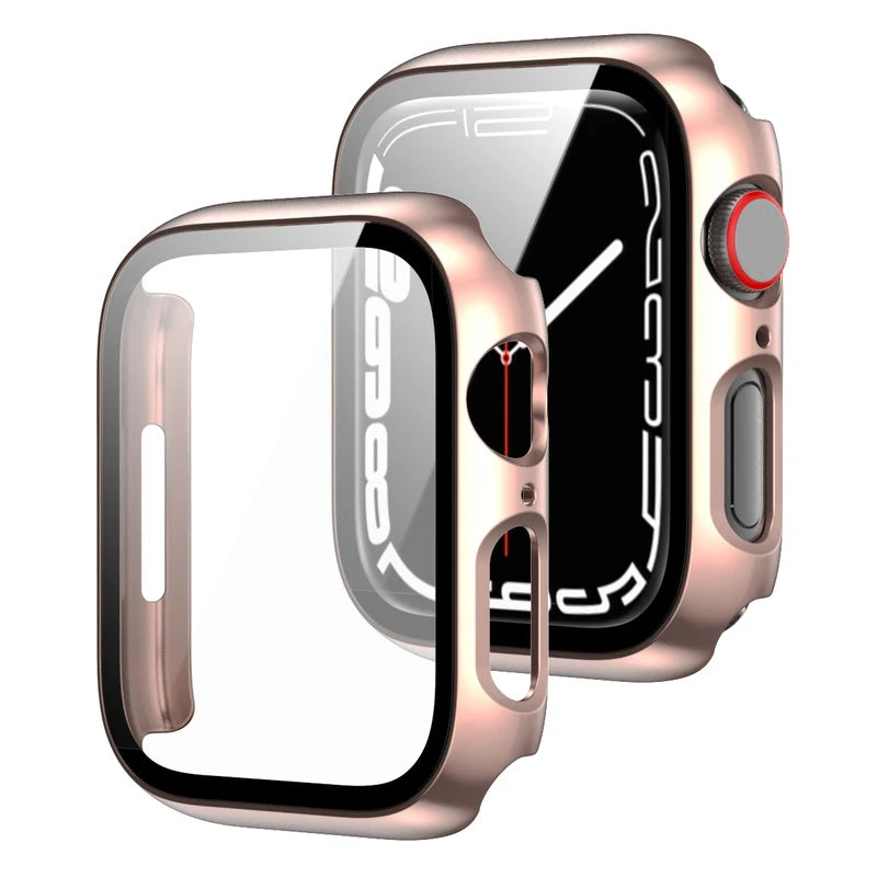 Tempered Glass+Cover For Apple Watch Case 45mm 41mm 44mm 40mm 42mm Screen Protector Apple Watch Accessories Serie10/9/8/7/6/5/SE