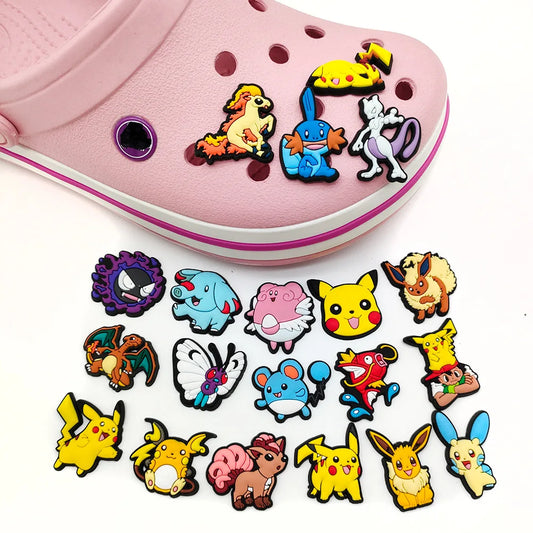 10/20/27/57Pcs Anime Pokemon Pikachu Sneakers Buckle Kawaii Charizard Squirtle Hole Slipper Accessories Decration Buckle Gifts