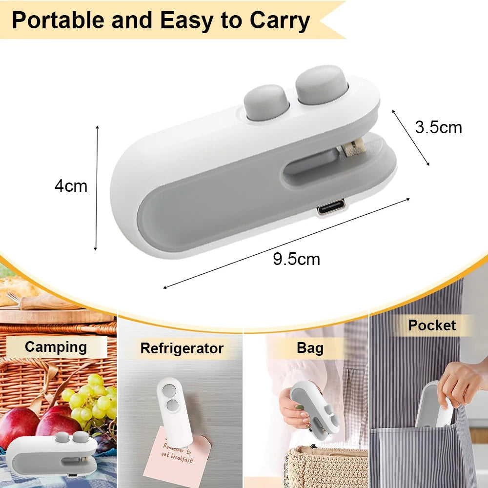 Handheld Bag Sealer Mini Heat Vacuum Food Sealer with Cutter and Magnet 2 in 1 Bag Sealer for Plastic Bags Snacks Food Storage