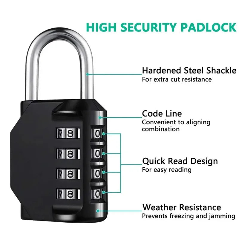 1/2pcs Combination Lock Resettable 4 Digit Padlock with Combination Waterproof and Heavy Duty Combination Padlock Outdoor