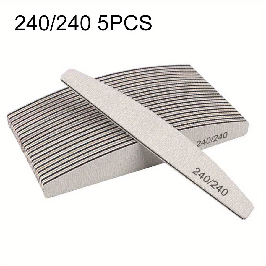 1/3/5/10Pcs Professional Nail File 80/100/150/180/240 Sandpaper Strong Thick Sanding Half Moon Lime nail accessories and Tools