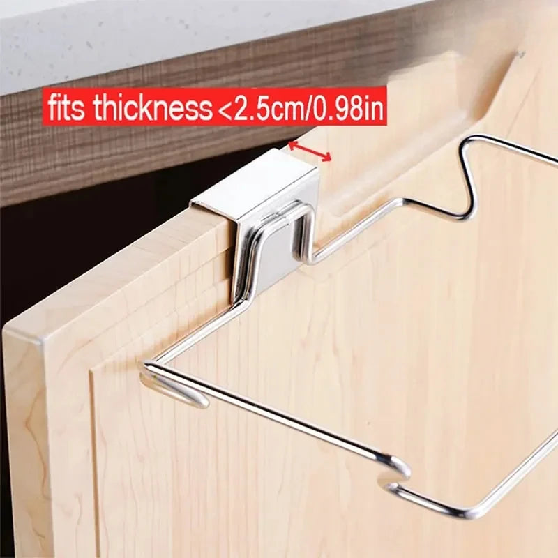 Kitchen Trash Rack Cabinet Door Garbage Bags Holder Stainless Steel Garbage Rack With Hanging Bracket Kitchen Gadgets garbagecan