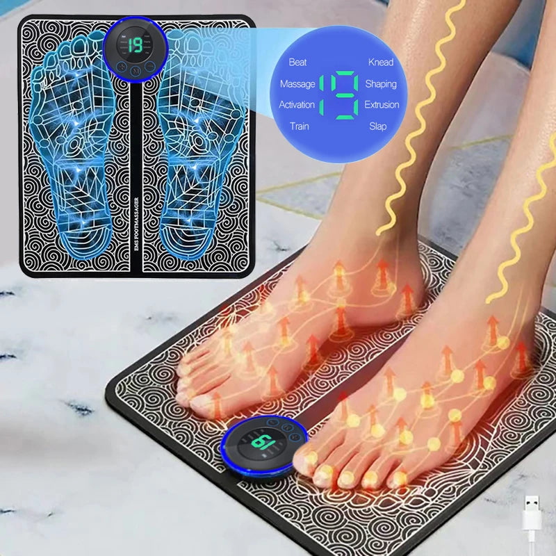 EMS Foot Massager Pad USB Rechargeabl Reflexology Foot Acupoint Massage Muscle Stimulation Improve Blood Circulation Relief Pain