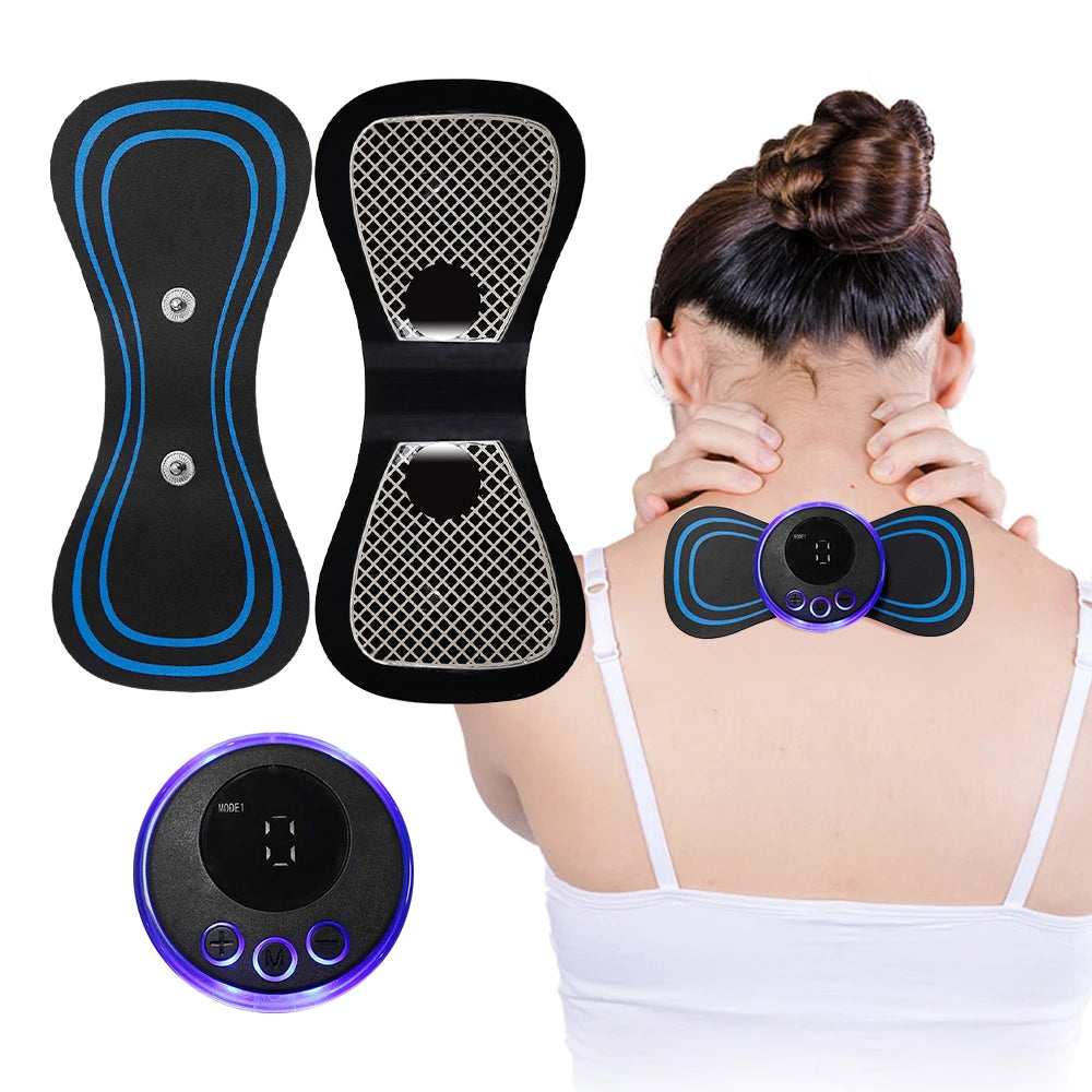 19 Intensity EMS Neck Electric Massager Patch Pulse Muscle Stimulator Gel Pad Relieve Fatigue Cervical Massage Sticker 8 Modes