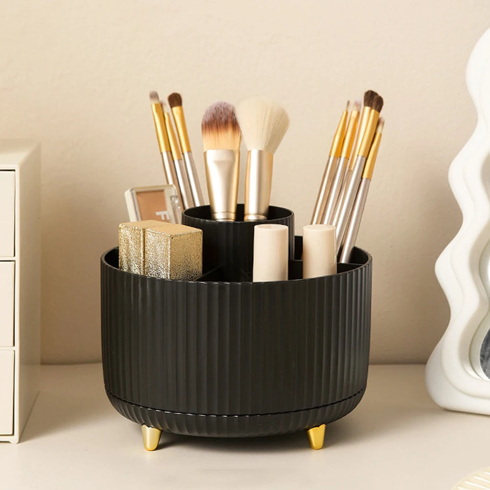 360-degree Rotating Cosmetic Storage Box -cosmetic Storage Box with 5 Compartments - Multi-functional Storage Box for Brushes