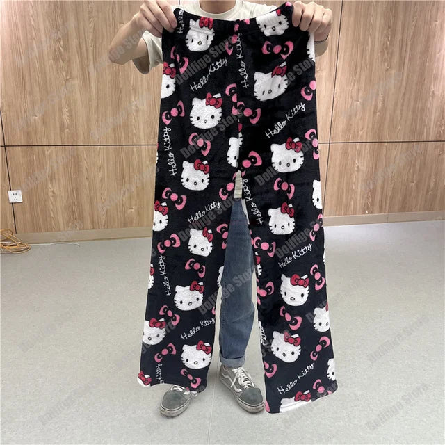 Y2K Hello Kitty Pajamas Pants Sanrio Anime Women's Pajama Pants Cartoon Couple Home Sleepwear Trousers Leisure Home Clothing