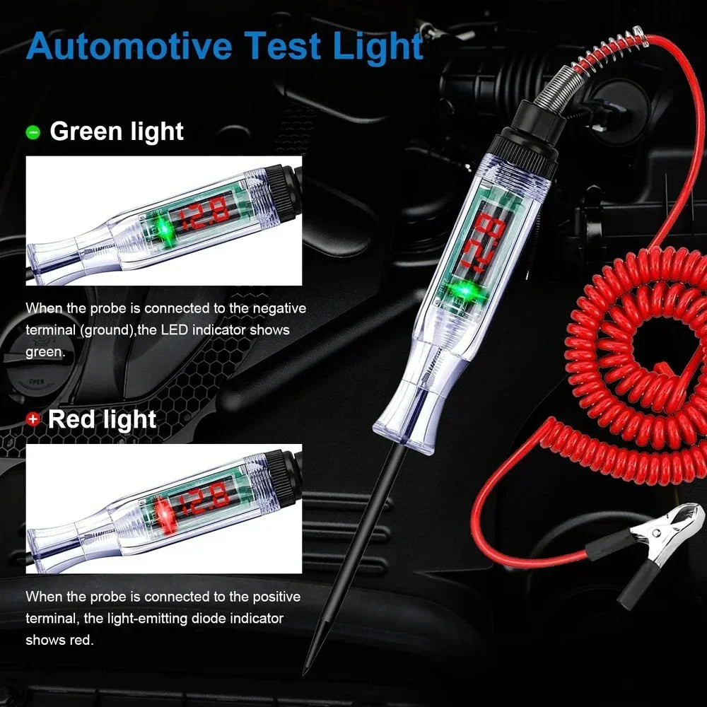 QXNY Test Light Automotive Circuit Tester 5V 12V 24V 36V 48V 90V DC Digital LCD Display Prolong for Sedan,SUV,RV,Truck,Lawn