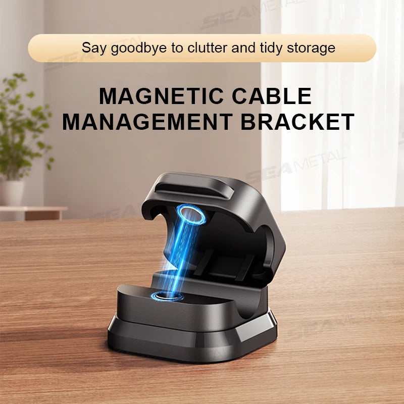 SEAMETAL 10Pcs Magnetic Cable Holder Self Adhesive Cord Clip Smooth Pulling Charging Cable Keeper Wire Clip for Car/Home/Office