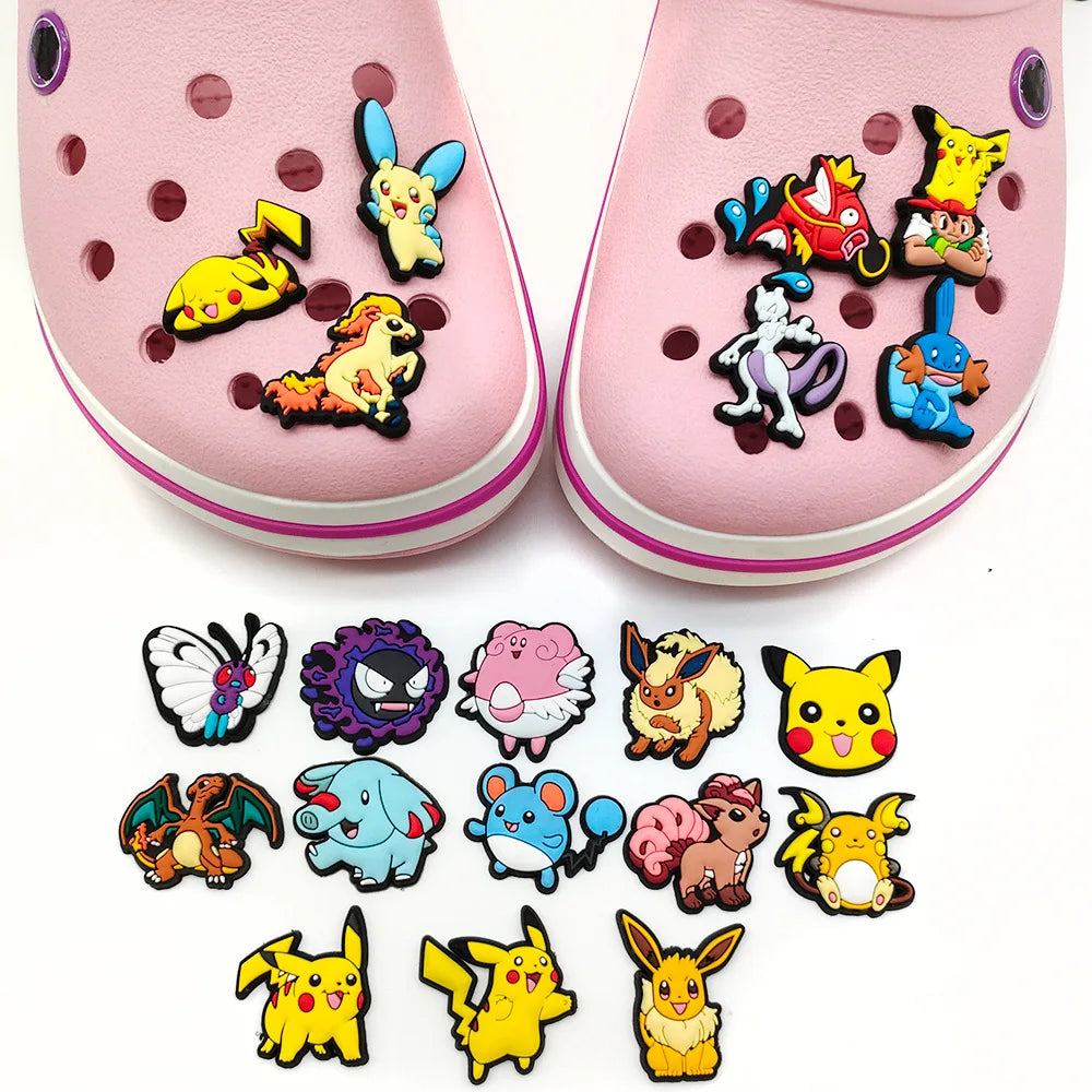 10/20/27/57Pcs Anime Pokemon Pikachu Sneakers Buckle Kawaii Charizard Squirtle Hole Slipper Accessories Decration Buckle Gifts