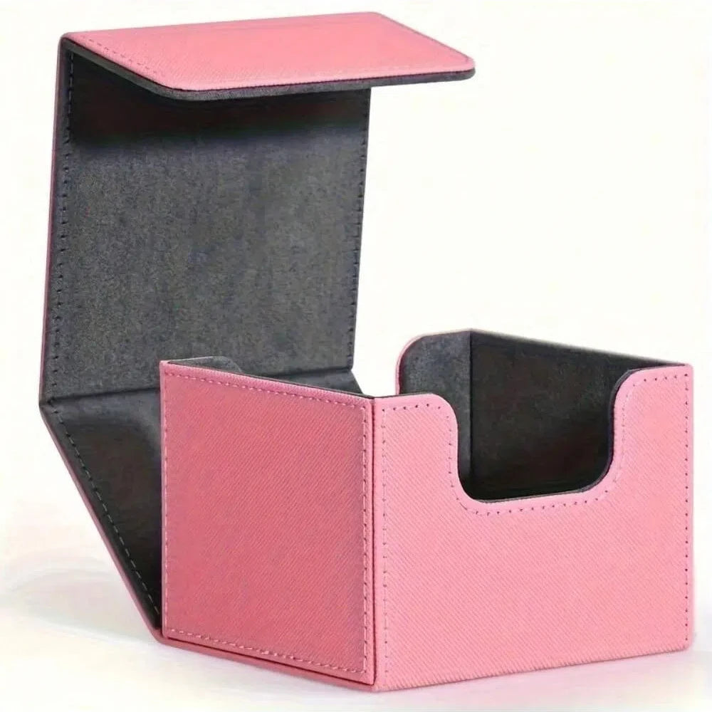 100+ Cards Deck Box Flip Side Inserted Type Leather Card Collection Box, Planet Card Storage Box, Game Peripheral Card Box, Wanz