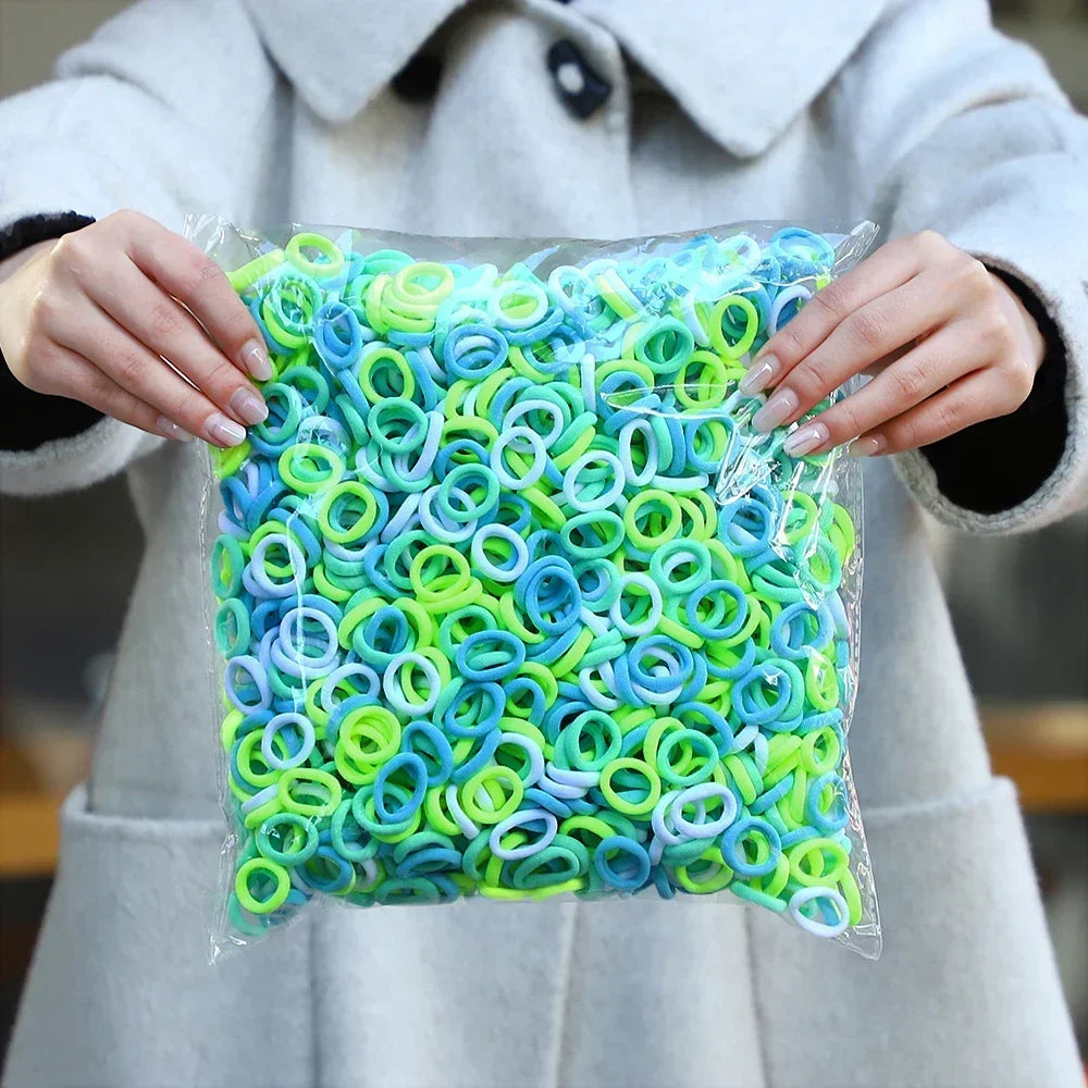 50Pcs/bag Colorful Basic Nylon Ealstic Hair Ties for Girls Ponytail Hold Scrunchie Rubber Band Kid Fashion Hair Accessories