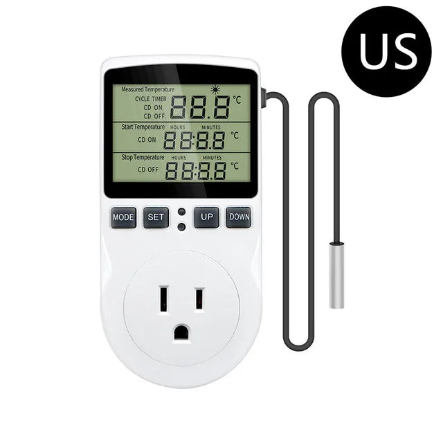 EU/US/FR Thermostat Timer Socket Digital Temperature Controller Socket Outlet With Timer Switch Sensor Probe Heating Cooling