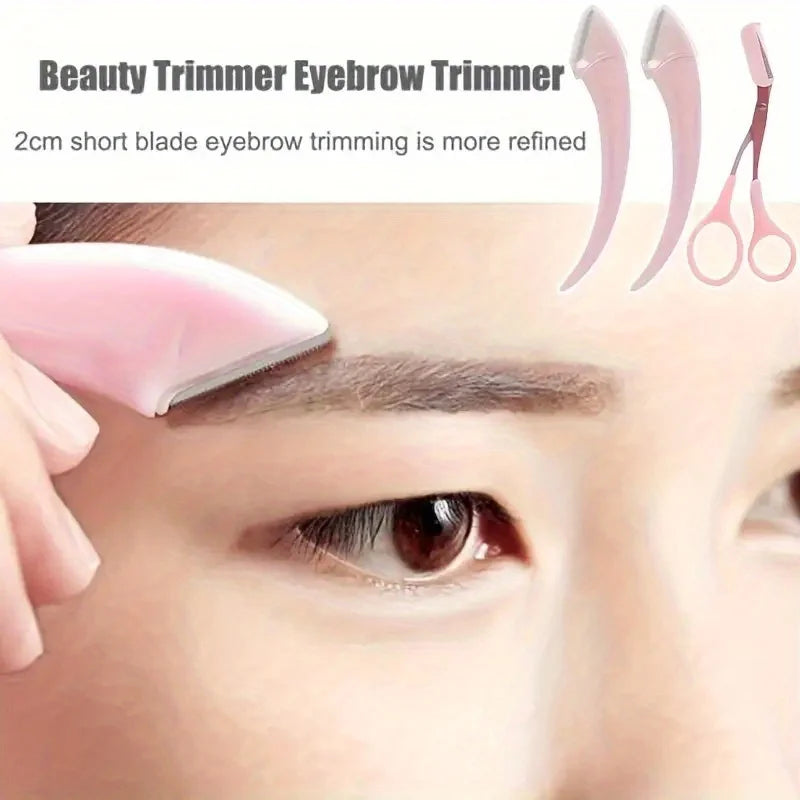 3-Piece Eyebrow Trimmer Set, Precision Trimming Scissors, Curved Eyebrow Trimmer And Comb - For On-The-Go Eyebrow Grooming