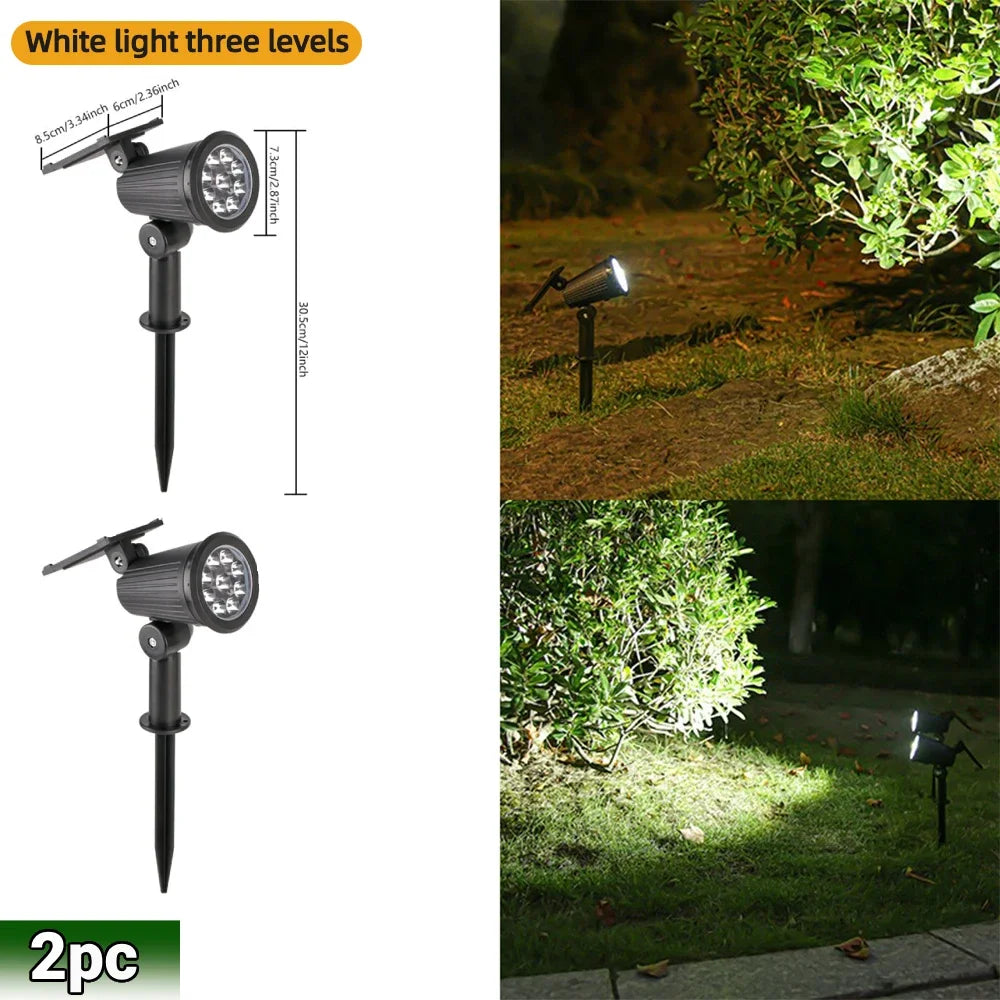 9 LED Solar Spot Lights IP65 Waterproof Outdoor RGB Solar Landscape Lights Brightness Adjustable for Garden Yard Palm Trees