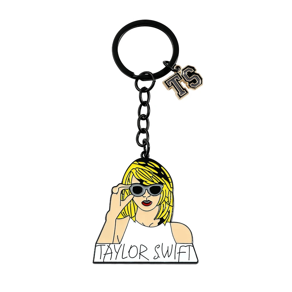Taylor Swlft Fashion Music Pop Singer Metal Enamel Cartoon Fashion Pendant Keychain Movie Novel Badges Friends Gift