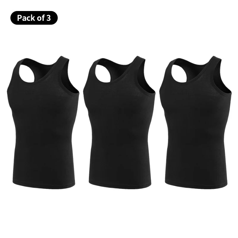 1/3 Pack Four Seasons Men's Cotton Joker Vest Teenagers Simple Fit Sports Fitness T-shirt Middle-aged Casual Sleeveless Shirt