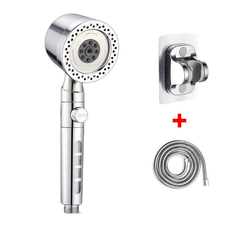 5 Spray ABS Portable Shower Head High Pressure Large Flow Spa Filtered Shower Heads with Stop Button Universal Bathroom Nozzle