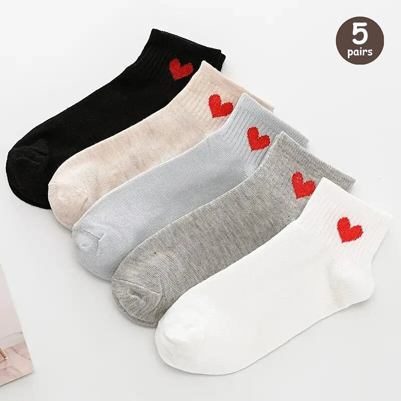 5/10/20 Pairs Women Cartoon Teddy Bear Patterned Ankle Socks Versatile Fashionable Creative Breathable Comfortable Casual Socks