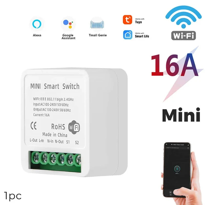 16A MINI Wifi Smart Switch Breaker 2WAY Control Timer Wireless Switches Smart Home Automation Work With Tuya Alexa Google Home