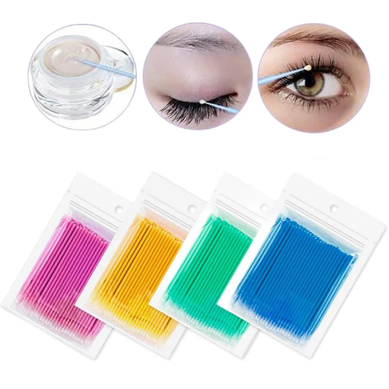 100pcs Disposable MicroBrush Eyelashes Extension Individual Lash Removing Swab Micro Brush For Eyelash Extension Tools