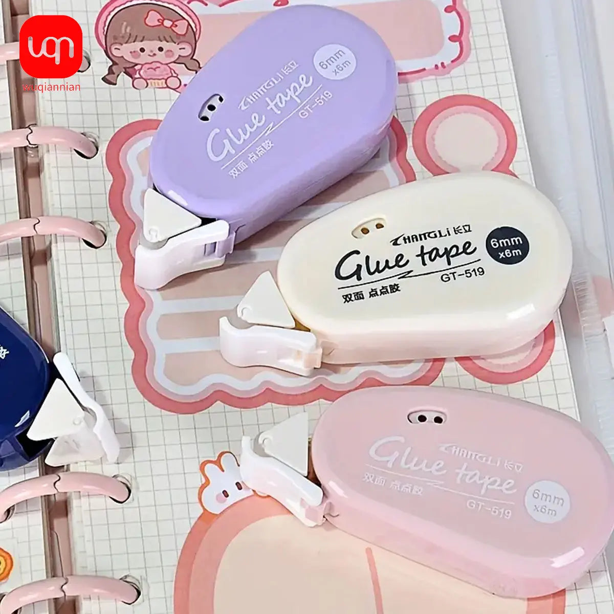 WQN Double-sided glue tape DIY scrapbook collage book School stationery roller tape 6m*6mm