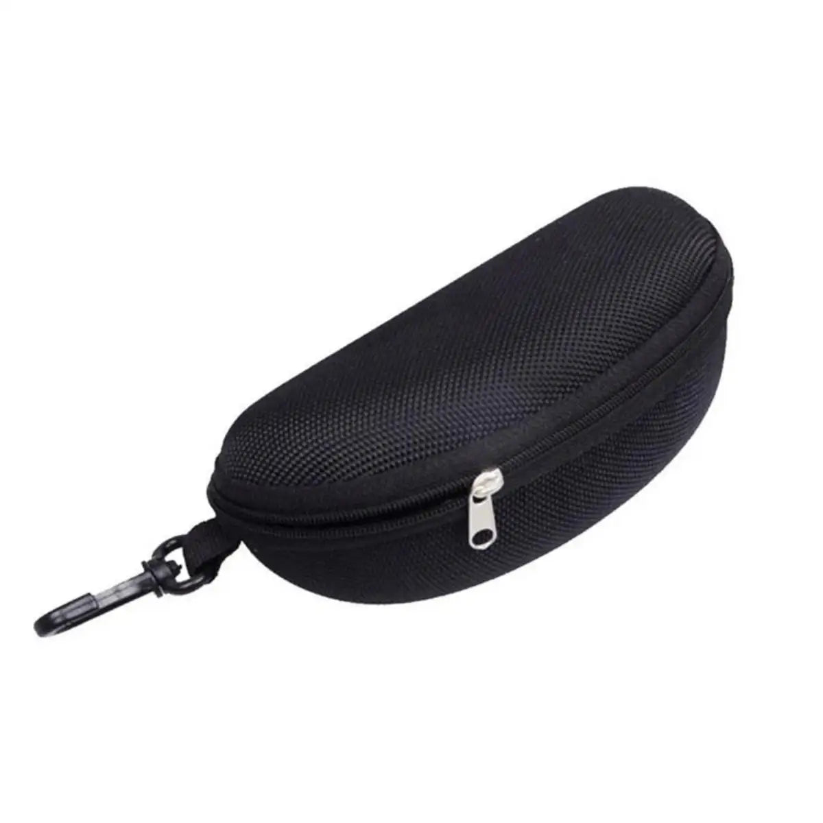 1pc Portable Sunglasses Case Protector Oxford Cloth Hard EVA Zippered Eyeglasses Case with Carabiner Unisex Eyewear Accessories
