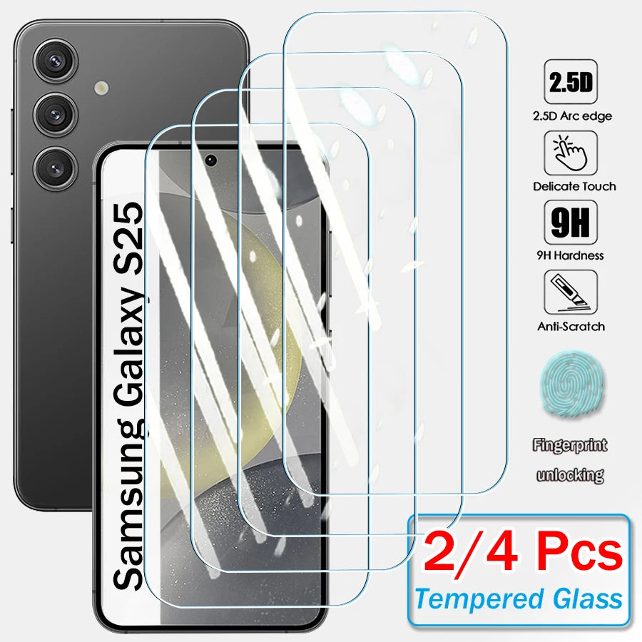 2/4Pcs Tempered Glass Screen Protector For Samsung Galaxy S25 S24 Plus Ultra S23 S22 Plus FE Clear Protective Cover Glass Film