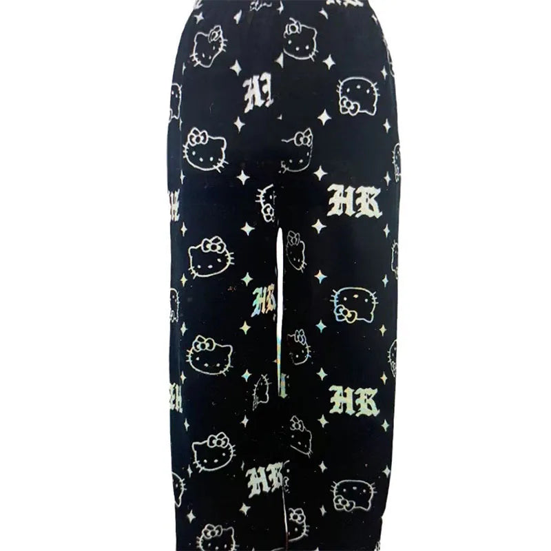 Y2K Hello Kitty Pajamas Pants Sanrio Anime Women's Pajama Pants Cartoon Couple Home Sleepwear Trousers Leisure Home Clothing