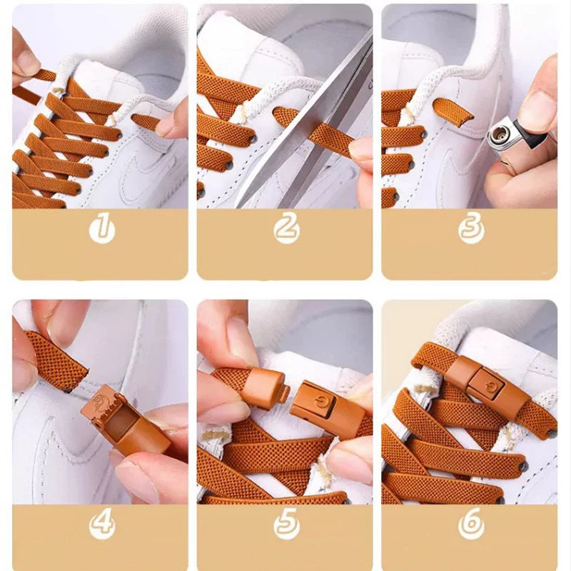 Elastic Laces Sneakers Tennis No Tie Shoe laces Lock Shoelaces without ties Kids Adult Shoelace Shoes Accessories 1Pair/2Pair
