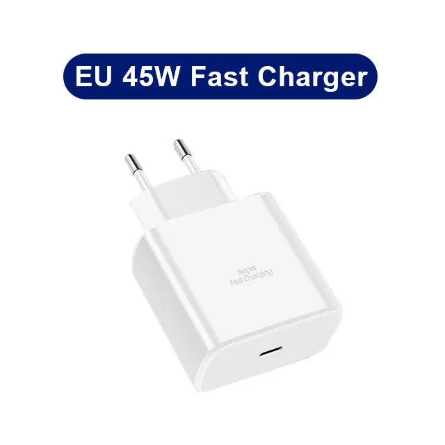 45W PD Charger Super Fast Charge for Samsung Galaxy S24 S23 Ultra Note 10 Plus USB C Type C Cable Mobile Phone Charger Adapter